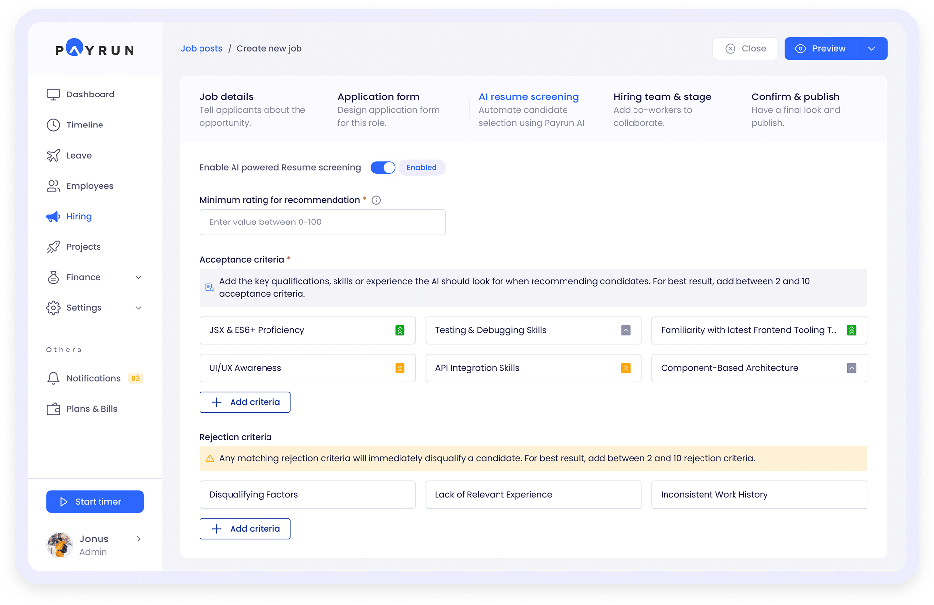 Set Up AI Resume Screening