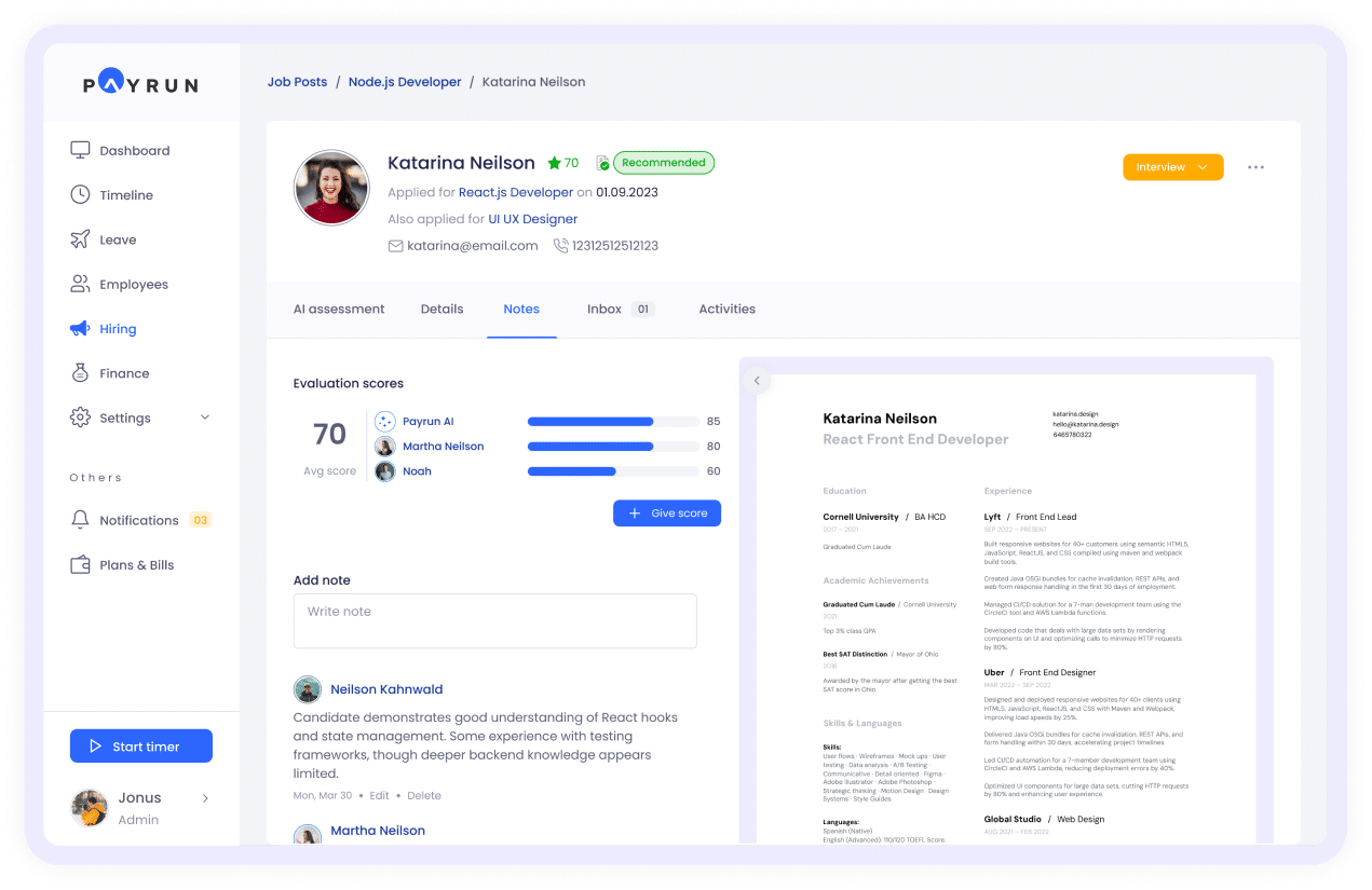 Collaborate with Hiring Team Insights